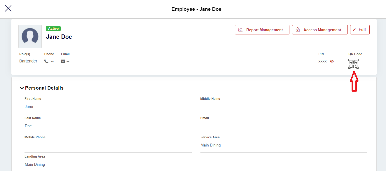 QR code on employee management