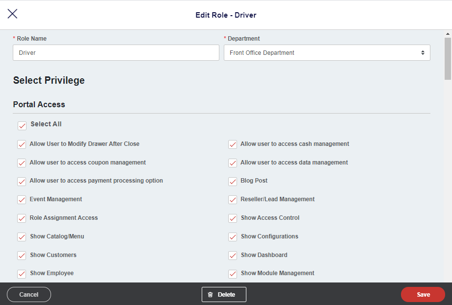 edit role driver