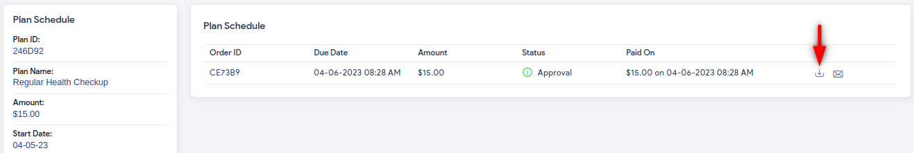 Downloading the Billing Plan receipt 1