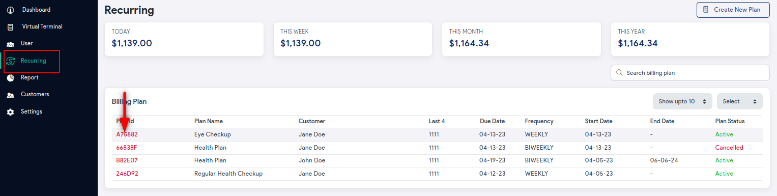 Downloading the Billing Plan receipt