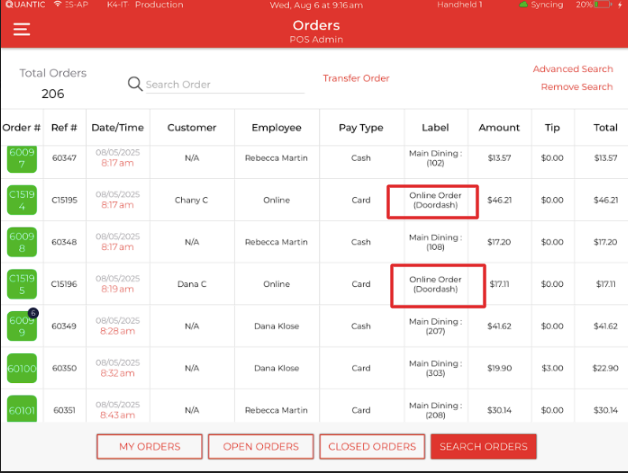 Chowly Order Source Display