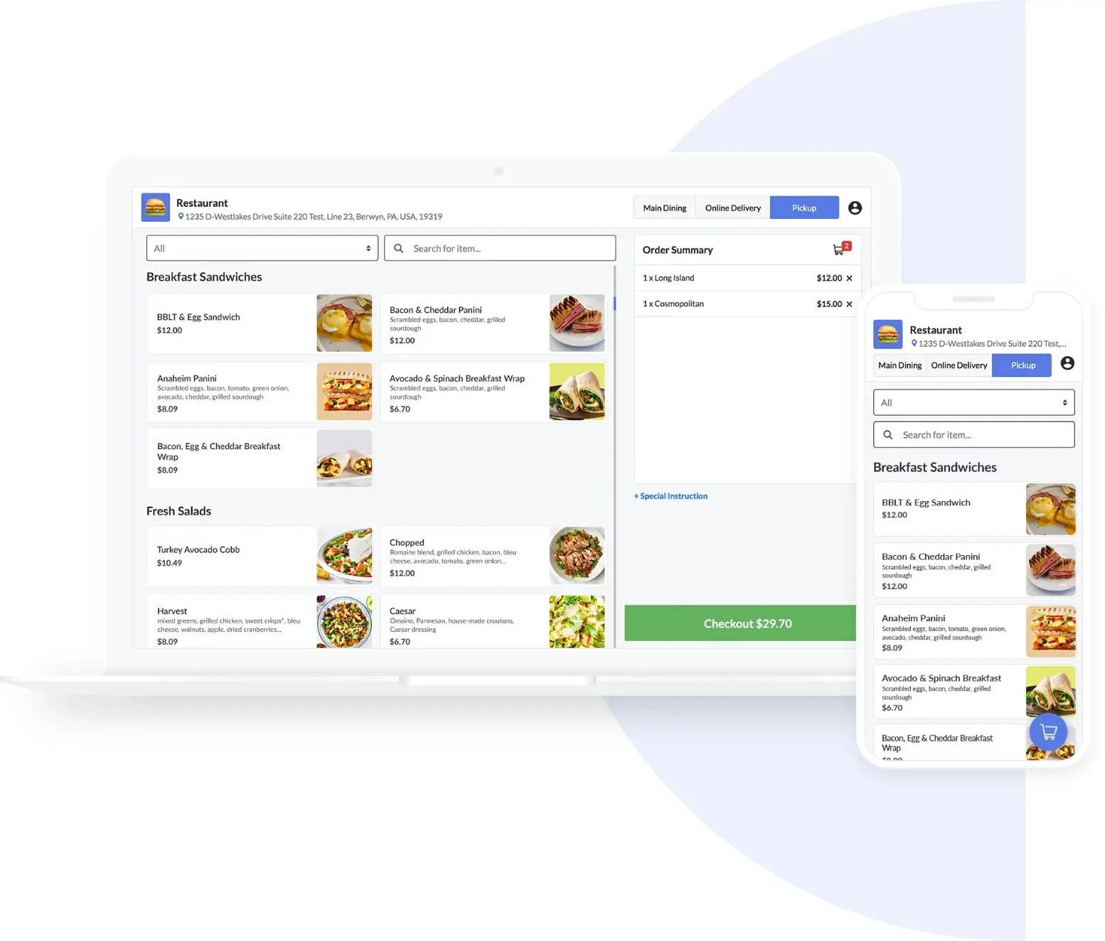 online ordering for restaurant